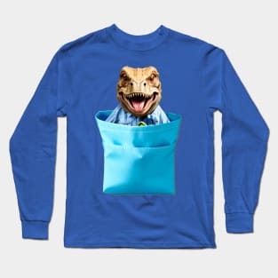 Bag Tyranno Saurus Rex T-Rex Trex Dino Shirt Shirt Pocket Long Sleeve T-Shirt